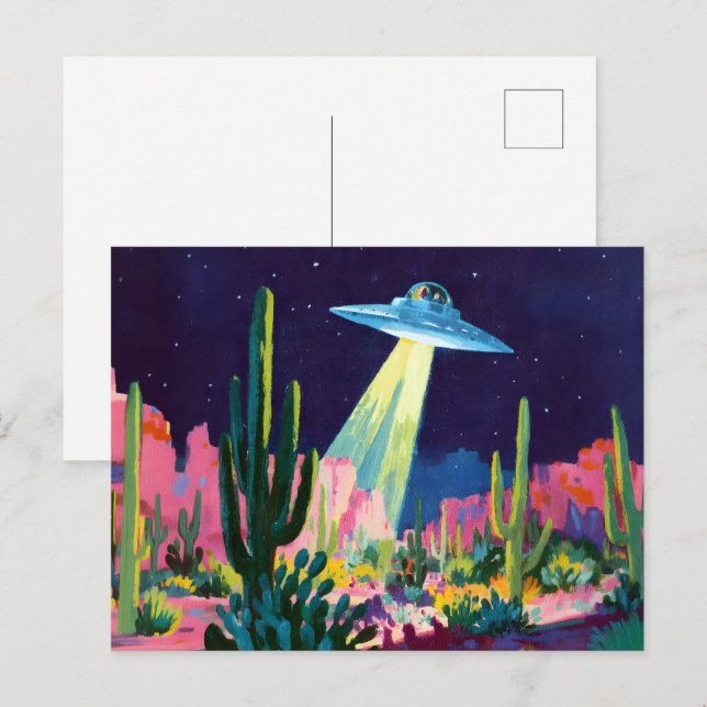 Alien UFO in the Desert Postcard (Front/Back)