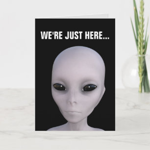 ALIEN UFO LITTLE GREY MAN BIRTHDAY CARDS