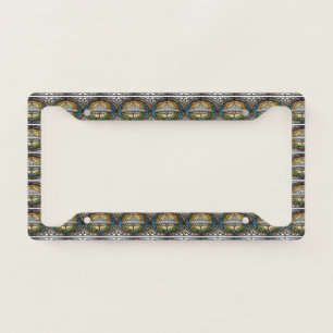 ALIEN UFO MOSIC STAINED GLASS LICENSE PLATE FRAME