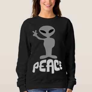 Alien UFO Peace Sign Sweatshirt