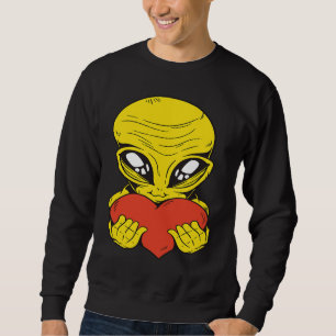 Alien UFO Space Alien Heart Sweatshirt