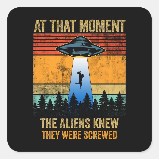  Alien UFO Spaceship beaming up Belgian Malinois  Square Sticker (Front)