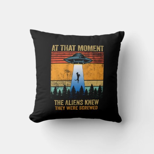 Alien UFO Spaceship beaming up Belgian Malinois   Throw Pillow