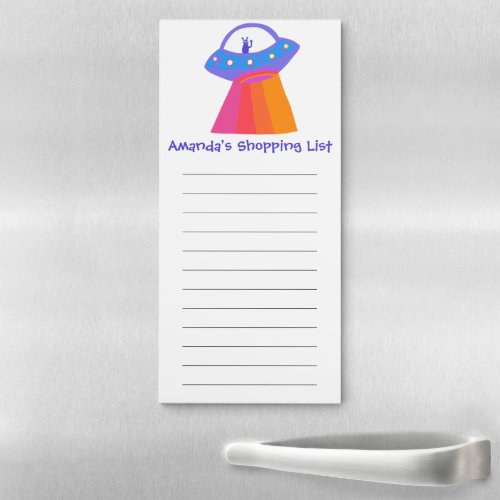 Alien UFO Spaceship Funny Grocery Shopping List Magnetic Notepad