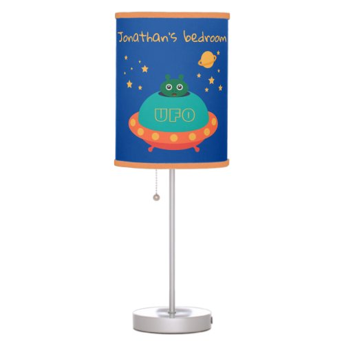 Alien UFO Spaceship With Bedroom Name Table Lamp