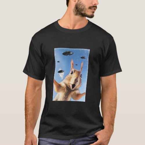 Alien UFO Squirrel Selfie  T_Shirt