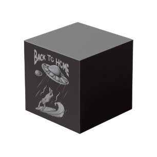 alien ufo surfing illustration with back to home   cube