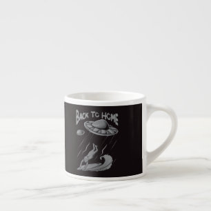 alien ufo surfing illustration with back to home   espresso cup