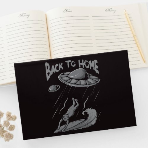 alien ufo surfing illustration with back to home   guest book