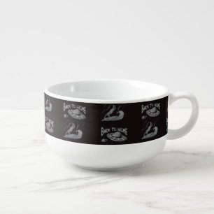 alien ufo surfing illustration with back to home   soup mug