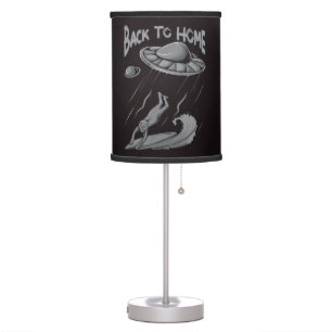 alien ufo surfing illustration with back to home   table lamp