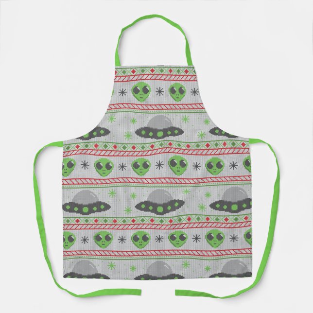 Alien Ugly Christmas Sweater Apron (Front)