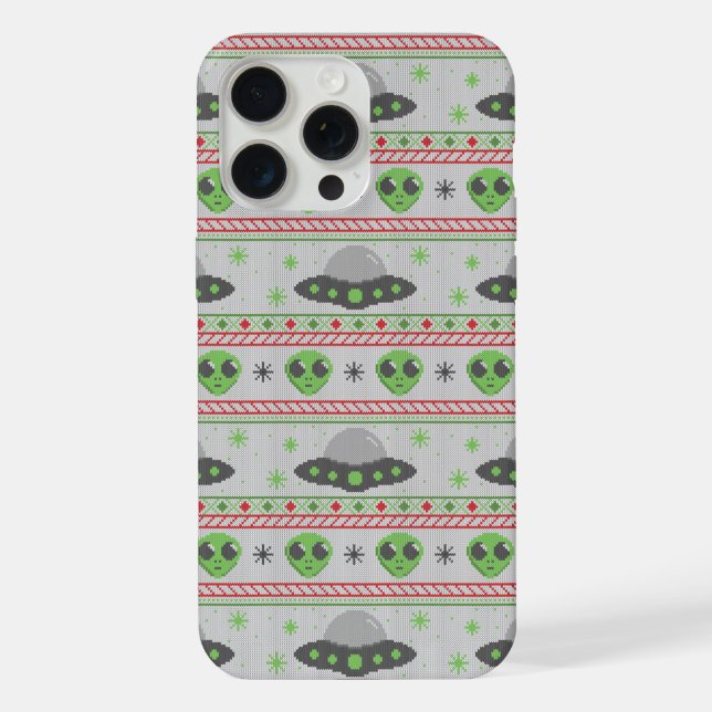 Alien Ugly Christmas Sweater Iphone Case (Back)