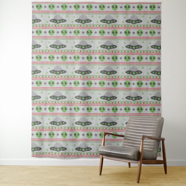 Alien Ugly Christmas Sweater Photo Backdrop (In Situ)