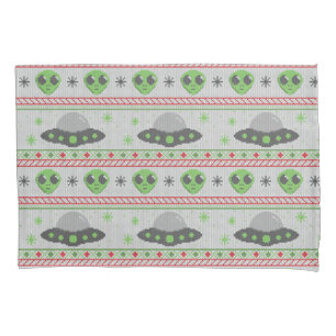 Alien Ugly Christmas Sweater Pillow Case