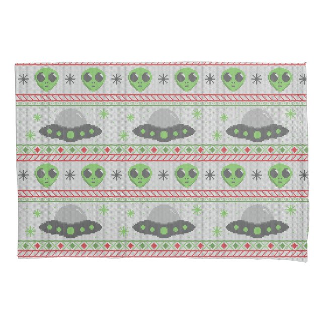 Alien Ugly Christmas Sweater Pillow Case (Front)