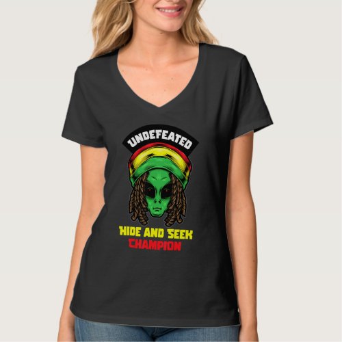 Alien Undefeated Hide  Seek Champion World Champi T_Shirt