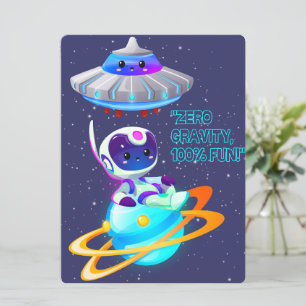 ALIEN ,UNIVERSE, ROCKETSHIP, PLANET AND ASTRONAUTS HOLIDAY CARD