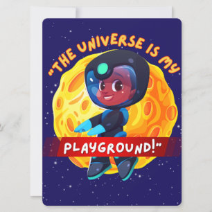 ALIEN ,UNIVERSE, ROCKETSHIP, PLANET AND ASTRONAUTS HOLIDAY CARD