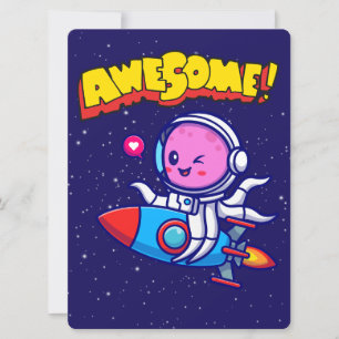 ALIEN ,UNIVERSE, ROCKETSHIP, PLANET AND ASTRONAUTS HOLIDAY CARD