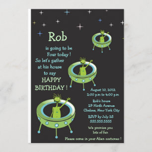 Alien Visitors - kids birthday invitation