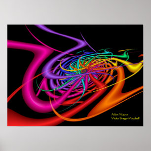 Alien Waves Modern Colorful Abstract Art Poster