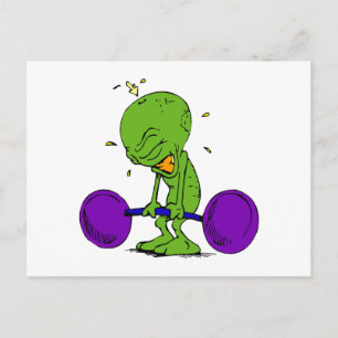 Alien Weight Lifter Postcard