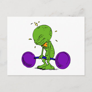 Alien Weight Lifter Postcard
