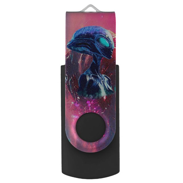 Alien Wisdom Psychedelic Scifi Art Flash Drive (Front Vertical)
