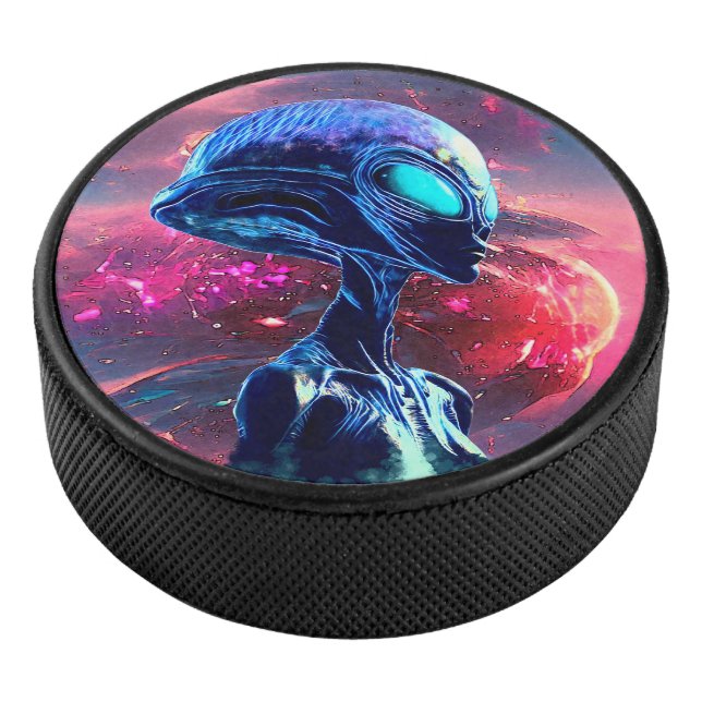 Alien Wisdom Psychedelic Scifi Art Hockey Puck (3/4)