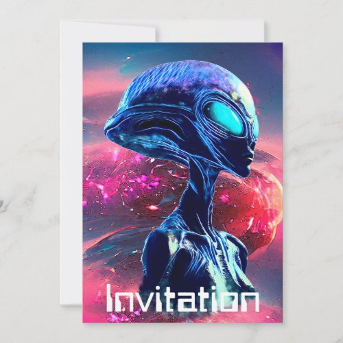 Alien Wisdom Psychedelic Scifi Art Invitation