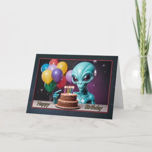 Alien Wishes Boys Birthday Card