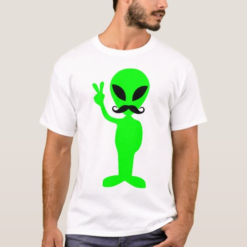 Alien with Big Handlebar Moustache T_Shirt