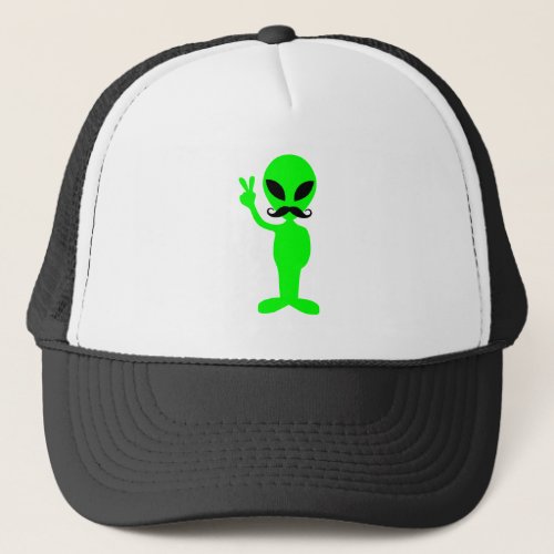 Alien with Big Handlebar Moustache Trucker Hat