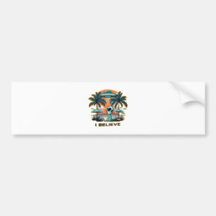 alien with UFO I BELIEVE Bumper Sticker