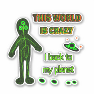 Alien with UFO Sticker