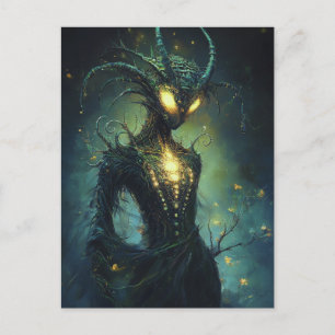 Alien Woman Glowing Eyes Postcard