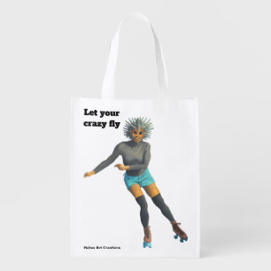 Alien Woman Roller Skater Fantasy Art Reusable Bag