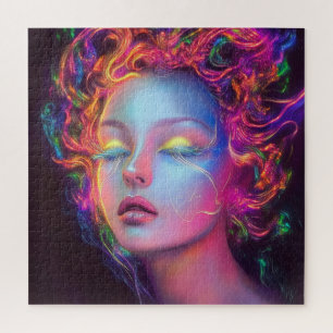 Alien Woman with Cosmic Hair Jigsaw Puzzle