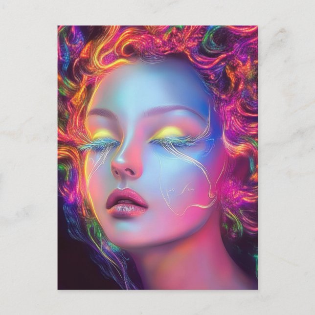 Alien Woman with Cosmic Hair  Postcard (Front)