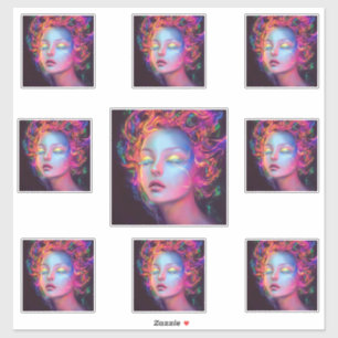 Alien Woman with Cosmic Hair Sticker