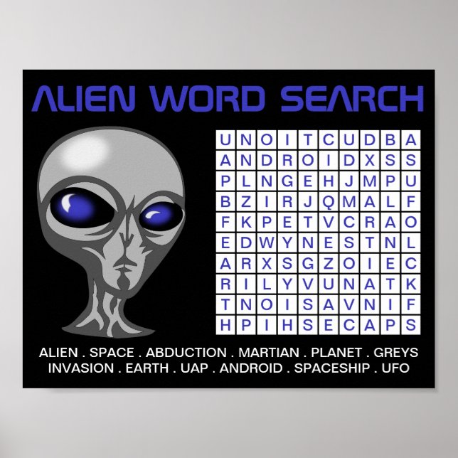 Alien Word Search Party Game Download Poster (Front)