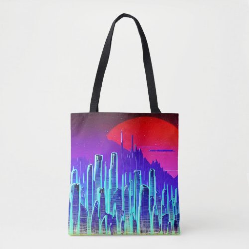 Alien World  Double Sunset  Futuristic City Tote Bag