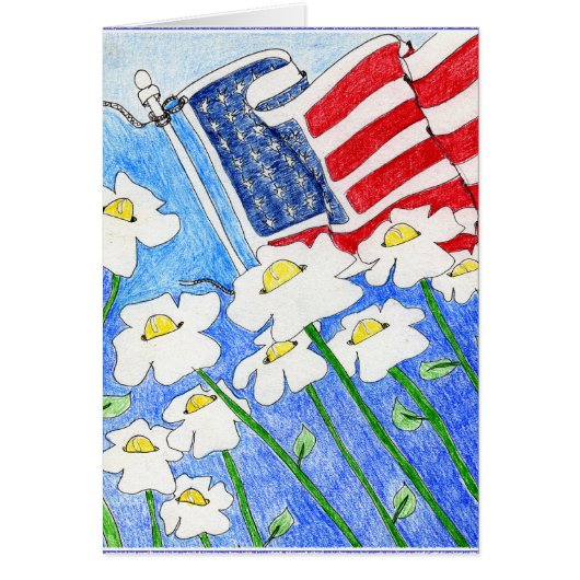 Alienated Soul: Flowers Paying Attention US Flag Cards (Front)
