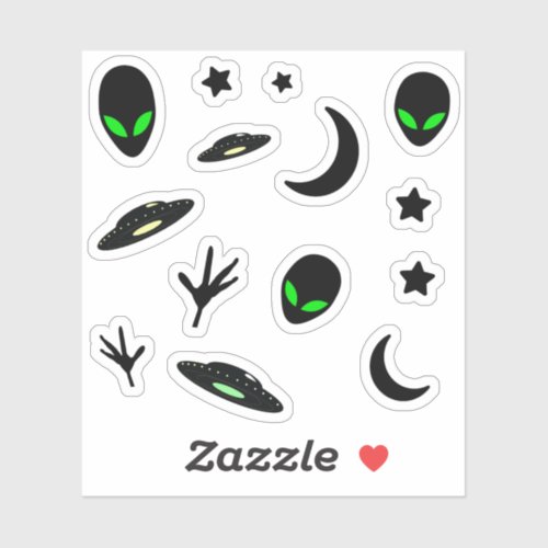 Aliens and Spaceships Sticker