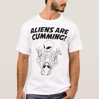 Aliens Are Cumming Funny Skeleton T-Shirt