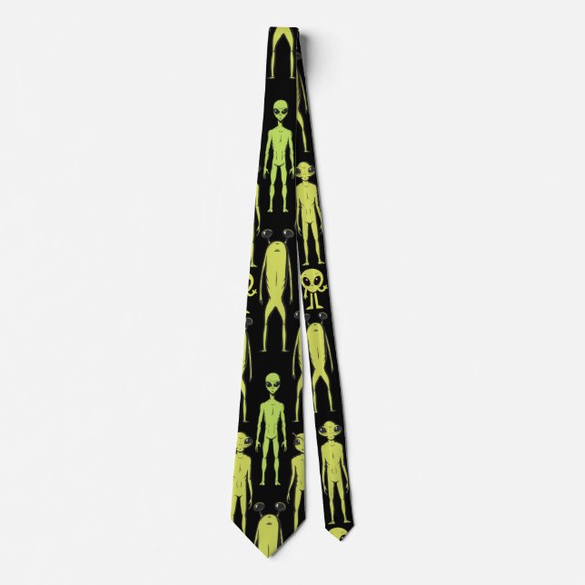 Aliens are here. Retro pattern Neck Tie (Front)