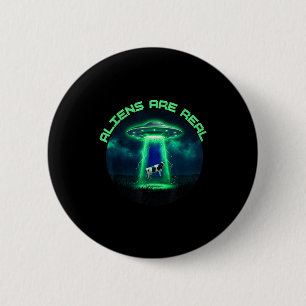 Aliens are real ufo cow abduction ironic meme button