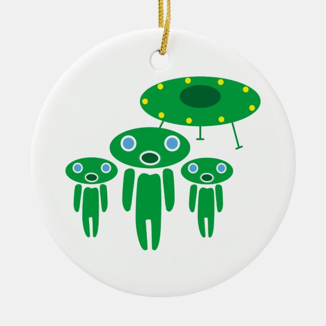 Aliens arrival ceramic ornament (Front)