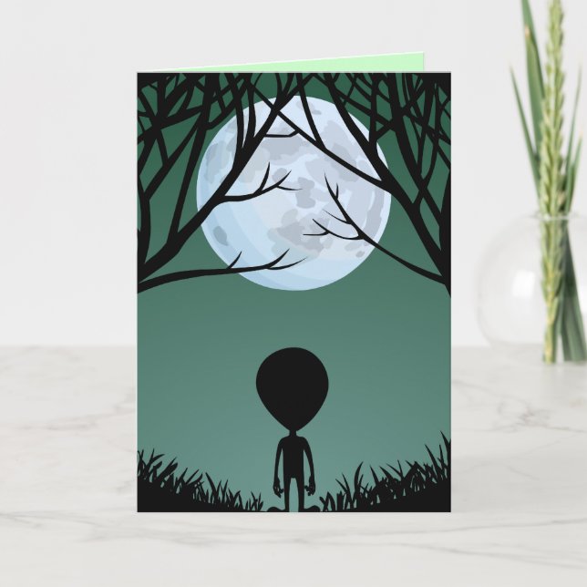 Aliens Art Cards Invitations Custom Halloween Card (Front)